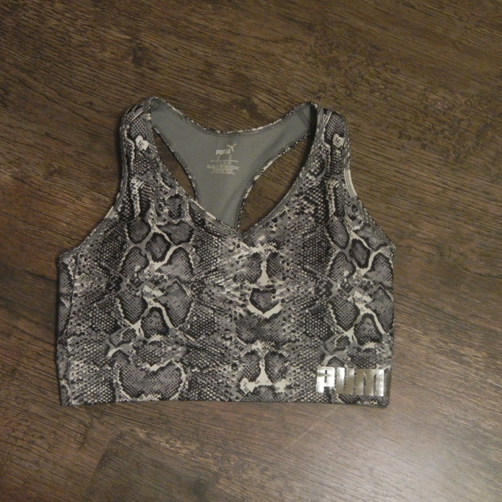 Puma Snakeskin Print Sports Bra Racerback Medium‎ Support Activewear M